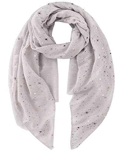 Yuson Girl Schal Damen Leicht Halstuch Gold and Silver Diffused Stars Schal ChiffontüCher Geschenk für Frauen 70 * 180cm Ganzjährig(Hellgrau-2) von Yuson Girl