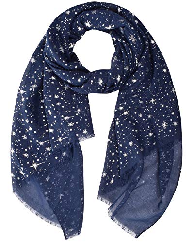 Yuson Girl Schal Damen Leicht Halstuch Gold and Silver Diffused Stars Schal ChiffontüCher Geschenk für Frauen 70 * 180cm Ganzjährig(Marineblau-1) von Yuson Girl