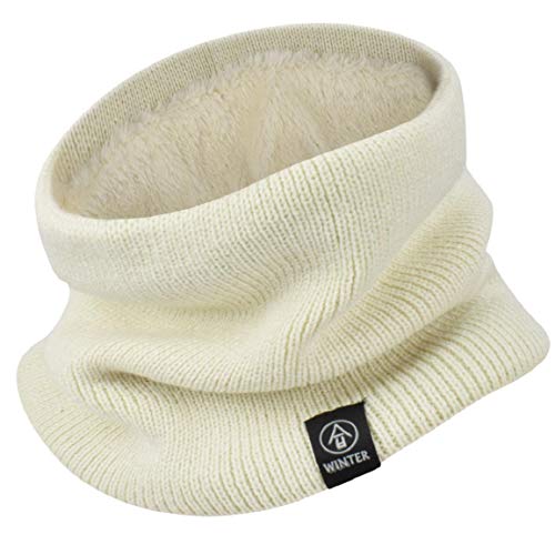 Yuson Girl Schlauchschal Damen Herren Winter Halsschlauch Dick Fleece Halswärmer Fleece Loop Schal Unisex Innenfutter Neckwarmer Multifunktionstuch Strickschal für Outdoor(Beige) von Yuson Girl
