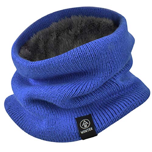 Yuson Girl Schlauchschal Damen Herren Winter Halsschlauch Dick Fleece Halswärmer Fleece Loop Schal Unisex Innenfutter Neckwarmer Multifunktionstuch Strickschal für Outdoor(Blau) von Yuson Girl
