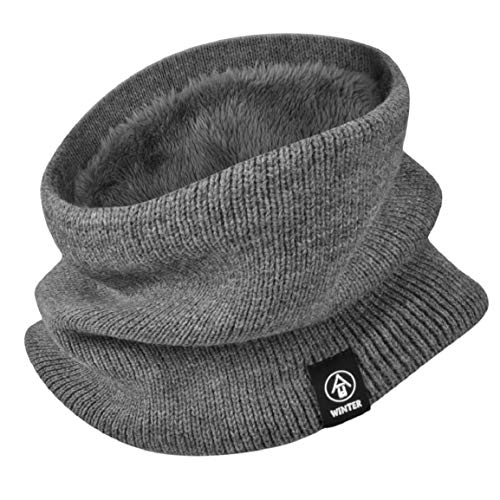 Yuson Girl Schlauchschal Damen Herren Winter Halsschlauch Dick Fleece Halswärmer Fleece Loop Schal Unisex Innenfutter Neckwarmer Multifunktionstuch Strickschal für Outdoor(Dunkelgrau) von Yuson Girl