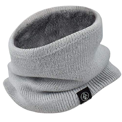 Yuson Girl Schlauchschal Damen Herren Winter Halsschlauch Dick Fleece Halswärmer Fleece Loop Schal Unisex Innenfutter Neckwarmer Multifunktionstuch Strickschal für Outdoor(Hellgrau) von Yuson Girl