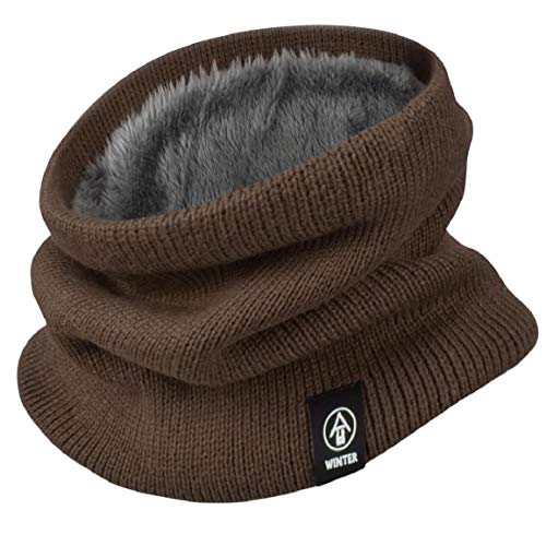 Yuson Girl Schlauchschal Damen Herren Winter Halsschlauch Dick Fleece Halswärmer Fleece Loop Schal Unisex Innenfutter Neckwarmer Multifunktionstuch Strickschal für Outdoor(Kaffee) von Yuson Girl