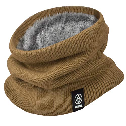 Yuson Girl Schlauchschal Damen Herren Winter Halsschlauch Dick Fleece Halswärmer Fleece Loop Schal Unisex Innenfutter Neckwarmer Multifunktionstuch Strickschal für Outdoor(Khaki) von Yuson Girl