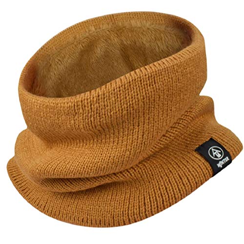 Yuson Girl Schlauchschal Damen Herren Winter Halsschlauch Dick Fleece Halswärmer Fleece Loop Schal Unisex Innenfutter Neckwarmer Multifunktionstuch Strickschal für Outdoor(Orange) von Yuson Girl