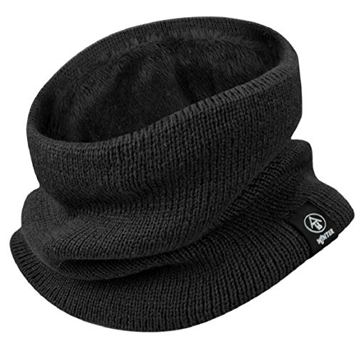 Yuson Girl Schlauchschal Damen Herren Winter Halsschlauch Dick Fleece Halswärmer Fleece Loop Schal Unisex Innenfutter Neckwarmer Multifunktionstuch Strickschal für Outdoor(Schwarz) von Yuson Girl
