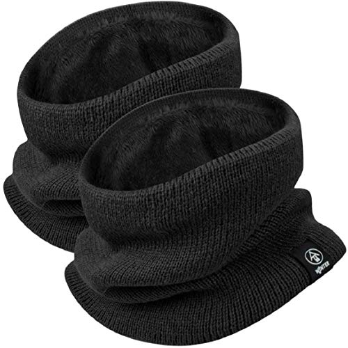 Yuson Girl Schlauchschal Damen Herren Winter Halsschlauch Dick Fleece Halswärmer Fleece Loop Schal Unisex Innenfutter Neckwarmer Multifunktionstuch Strickschal für Outdoor(Schwarz+Schwarz) von Yuson Girl