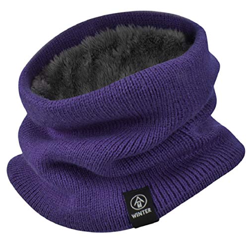 Yuson Girl Schlauchschal Damen Herren Winter Halsschlauch Dick Fleece Halswärmer Fleece Loop Schal Unisex Innenfutter Neckwarmer Multifunktionstuch Strickschal für Outdoor(Violett) von Yuson Girl