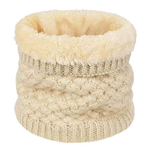 Yuson Girl Schlauchschal Herren Damen Loop Schal Outdoor Halsschlauch Dick Fleece Halswärmer Gefüttert Weichem Thermo Nackenwärmer Multifunktionstuch Strickschal(Beige) von Yuson Girl