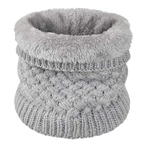 Yuson Girl Schlauchschal Herren Damen Loop Schal Outdoor Halsschlauch Dick Fleece Halswärmer Gefüttert Weichem Thermo Nackenwärmer Multifunktionstuch Strickschal(Grau) von Yuson Girl
