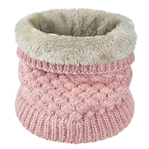 Yuson Girl Schlauchschal Herren Damen Loop Schal Outdoor Halsschlauch Dick Fleece Halswärmer Gefüttert Weichem Thermo Nackenwärmer Multifunktionstuch Strickschal(Rosa) von Yuson Girl