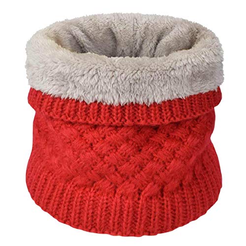 Yuson Girl Schlauchschal Herren Damen Loop Schal Outdoor Halsschlauch Dick Fleece Halswärmer Gefüttert Weichem Thermo Nackenwärmer Multifunktionstuch Strickschal(Rot) von Yuson Girl