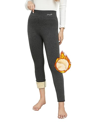 Yuson Girl Thermo Leggings Damen Gefütterte Thermoleggins Winter Fleece Strumpfhose High Waist Verdickte Plüsch Thermal Leggins Warme Jogginghose Winter Leggings Thermohosen(Dunkelgrau, XL) von Yuson Girl