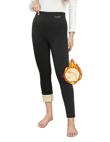 Yuson Girl Thermo Leggings Damen Gefütterte Thermoleggins Winter Fleece Strumpfhose High Waist Verdickte Plüsch Thermal Leggins Warme Jogginghose Winter Leggings Thermohosen(Schwarz, M) von Yuson Girl