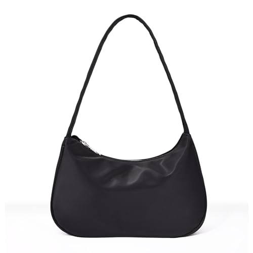 Yuson Girl Umhängetasche Damen Handtasche PU Tasche Klein Nylon Shoulder Bag Vintage Bag Y2K Fashion Handtaschen Mini Schultertasche mit Reißverschluss(Schwarz) von Yuson Girl