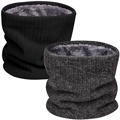 Yuson Girl Winter Halsschlauch Herren Damen,Halswärmer Damen Fleece Schlauchschal,Loop Schal Herren Winter,Männerschal für Sport Motorrad Fahrrad Ski Joggen(schwarz + dunkelgrau) von Yuson Girl