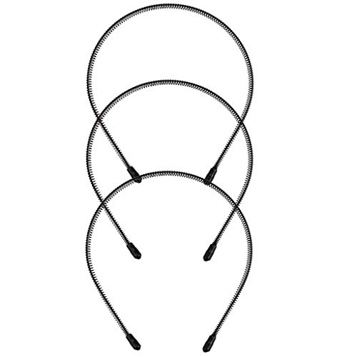 3 Stück Schwarz Frühling Haarbänder Mode Sport Metall Stirnband Gewellte rutschfeste Kopfbedeckung für Männer Frauen 3 Stück Schwarz Frühling Haarbänder Mode Sport Metall Stirnband Gewellte rutschfeste Kopfbedeckung für Männer Frauen von Yusylvia