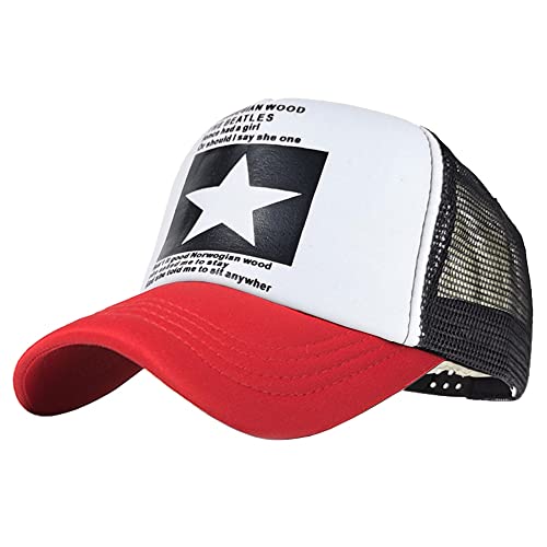 Yutdeng Baseball Cap Herren Damen Baseball Mütze Hip Hop Kappe Modische Baseball Mesh Hüte Herren Classic Truckercap Sommer Sonnenhut Stars Snapback Cap Atmungsaktive,Rot,One Size von Yutdeng