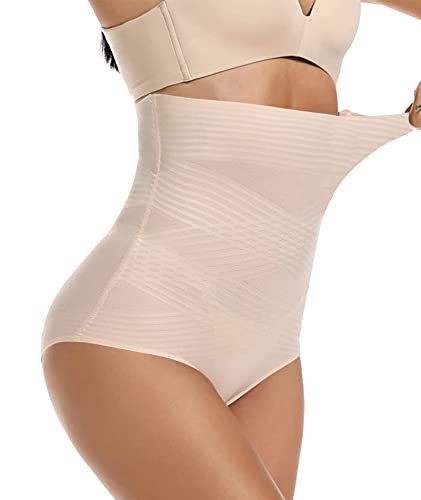 Yutdeng Bauchweg Miederhose Damen Shapewear Unterhose Hohe Taille Miederslip Figurformende Miederpants Body Shaper Unterwäsche Nahtlose Taillenslip Shaping Höschen Atmungsaktiv,Beige,L von Yutdeng