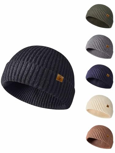 Yutdeng Beanie Mütze Herren Winter Wintermütze Herren Mütze mit Manschette Strickmütze Elastisch Herrenmütze Warme Klassisches Retro Cuffed Beanie Hat Weich Atmungsaktivem Modern Unisex Mütze Damen von Yutdeng