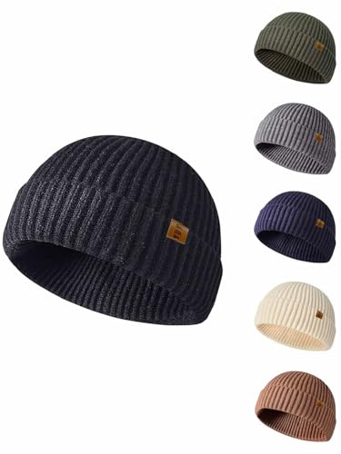 Yutdeng Beanie Strickmütze Dockermütze Fischermütze Docker Cap Herren Damen Fischer Mütze Kurz Seemannsmütze Herren Docker Mütze Fisherman Trawler Wintermütze Mützen Frühling Herbst Winter,Schwarz von Yutdeng
