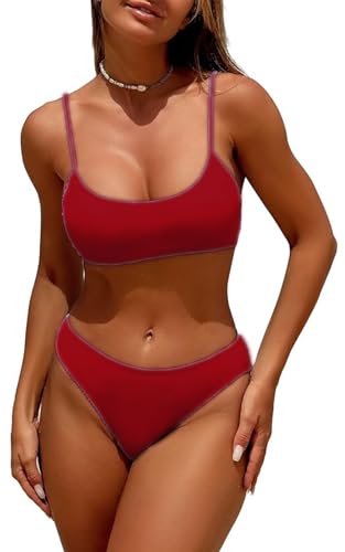 Yutdeng Bikini Damen Set Sexy Zweiteiliger Badeanzug Niedriger Taille Bikini Sets Push Up Gepolstert Bikinioberteil Bustier Bademode Triangel Bikinihose Tanga Bikini Brazilian Swimsuit Badebekleidung von Yutdeng