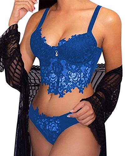 Yutdeng Dessous Damen Spitze BH Set Push Up BH und String Tanga Unterwäsche Frauen Reizwäsche Lingerie Sexy Grosse Grössen Babydoll von Yutdeng