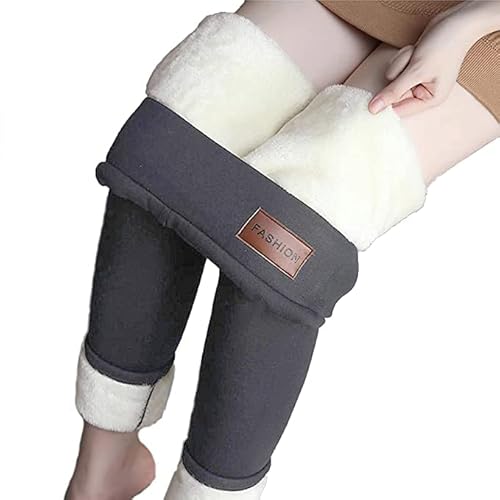 Yutdeng Damen Hosen Winter Fleece Leggings Thermo Hosen Dick Warme Jogginghose Casual Leggins Hohe Taille Pants Innenfleece Sportleggins Tights Kompressionsleggings Outdoor,L-Grau,3XL von Yutdeng