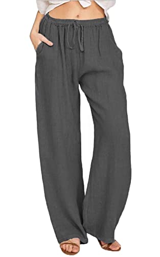 Yutdeng Damen Sommerhose Baumwolle Freizeithose mit Kordelzu Loose Jogginghose Leicht Leinenhose Casual Strandhose Lounge Komfort Stoffhose Lässige Yogahose Hohe Taile Hosen mit Taschen,Dunkelgrau,M Yutdeng Damen Sommerhose Baumwolle Freizeithose mit Kordelzu Loose Jogginghose Leicht Leinenhose Casual Strandhose Lounge Komfort Stoffhose Lässige Yogahose Hohe Taile Hosen mit Taschen,Dunkelgrau,M von Yutdeng