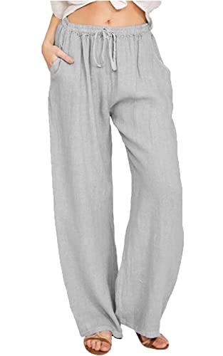 Yutdeng Damen Sommerhose Baumwolle Freizeithose mit Kordelzu Loose Jogginghose Leicht Leinenhose Casual Strandhose Lounge Komfort Stoffhose Lässige Yogahose Hohe Taile Hosen mit Taschen,Grau,XL Yutdeng Damen Sommerhose Baumwolle Freizeithose mit Kordelzu Loose Jogginghose Leicht Leinenhose Casual Strandhose Lounge Komfort Stoffhose Lässige Yogahose Hohe Taile Hosen mit Taschen,Grau,XL von Yutdeng