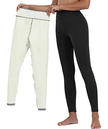 Yutdeng Damen Thermo Leggings Gefüttert Winter Innenfleece Warme Leggings Push Up High Waist Thermoleggins Fleece Sporthose Strumpfhose für Frauen Slim Stretch Hose, Schwarz, L von Yutdeng