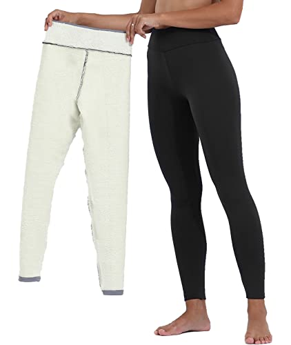 Yutdeng Fleece Leggins Damen Thermoleggings Superwarm Dicke Hosen Gefüttert Pants Thermohose Elastische Jogginghose Slim Hohe Taille Sportleggins Weich,Schwarz,XL von Yutdeng