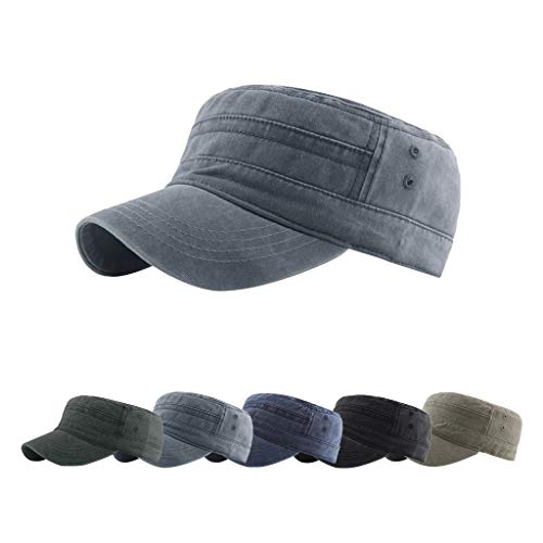 Yutdeng Herren Damen Military Army Cap Baumwolle Klassische Militärhüte Verstellbare Armee Kappe Mode Flache Kappe Sonnenhut Sport Baseballmütze von Yutdeng