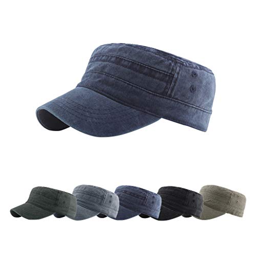 Yutdeng Herren Damen Military Army Cap Baumwolle Klassische Militärhüte Verstellbare Armee Kappe Mode Flache Kappe Sonnenhut Sport Baseballmütze von Yutdeng