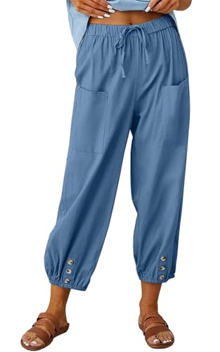 Yutdeng Hose Damen Sommer Leicht 7/8 Leinenhose Damen Lang Weites Bein Freizeithose Baumwolle Leinen Hosen Damen Casual Sommerhose Locker Stoffhose Haremshose Palazzo Hose Strandhose Yogahose Taschen Yutdeng Hose Damen Sommer Leicht 7/8 Leinenhose Damen Lang Weites Bein Freizeithose Baumwolle Leinen Hosen Damen Casual Sommerhose Locker Stoffhose Haremshose Palazzo Hose Strandhose Yogahose Taschen von Yutdeng
