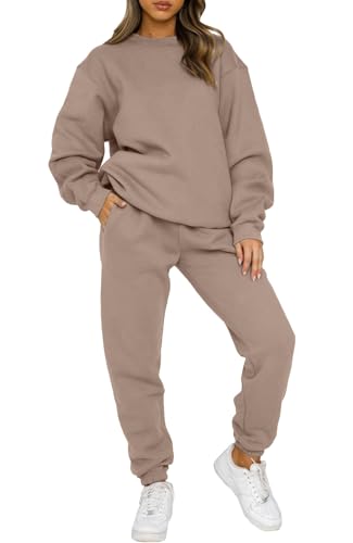 Yutdeng Jogginganzug Damen Set Warm Trainingsanzug Damen Fleece Sportanzug Damen Langarm Hausanzug Winter 2 Stück Freizeitanzug Frauen Loungewear Sport Pullover Sweatshirt Jogginghose Sportswear Weich von Yutdeng