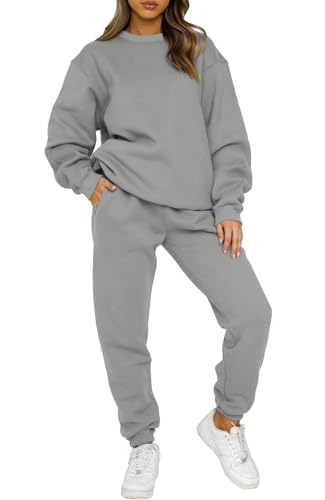 Yutdeng Jogginganzug Damen Set Warm Trainingsanzug Damen Fleece Sportanzug Damen Langarm Hausanzug Winter 2 Stück Freizeitanzug Frauen Loungewear Sport Pullover Sweatshirt Jogginghose Sportswear Weich von Yutdeng