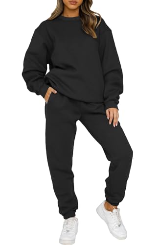 Yutdeng Jogginganzug Damen Set Warm Trainingsanzug Damen Fleece Sportanzug Damen Langarm Hausanzug Winter 2 Stück Freizeitanzug Frauen Loungewear Sport Pullover Sweatshirt Jogginghose Sportswear Weich von Yutdeng