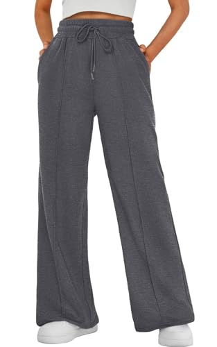 Yutdeng Jogginghose Damen Weit Sweatpants mit Taschen Baggy Hose Weites Bein Freizeithose Trainingshose Lang mit Kordelzug Wide Leg Sweathose Sporthose Damen Locker Jogger Pants Relaxhose,Dunkelgrau,M Yutdeng Jogginghose Damen Weit Sweatpants mit Taschen Baggy Hose Weites Bein Freizeithose Trainingshose Lang mit Kordelzug Wide Leg Sweathose Sporthose Damen Locker Jogger Pants Relaxhose,Dunkelgrau,M von Yutdeng