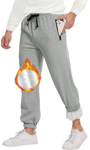 Yutdeng Jogginghose Herren Baggy Trainingshose Herren Winter Sporthose Herren Lang Sweatpants Herren Hose Fleece Gefüttert Sweathose Herren Warme Freizeithose Männer Elastische Reißverschluss Taschen von Yutdeng