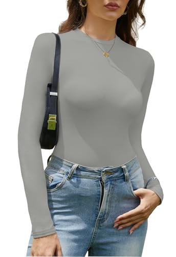 Yutdeng Langarmshirt Damen Elegant Enges Unterhemd Langarm Rundhlas Stretch Unterziehshirt Weich Slim Fit Crop Tops Y2K Oberteil Basic T-Shirt Bequem Shirt Casual Top Dünn Base Layer Warm Streetwear von Yutdeng