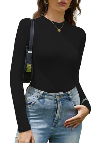 Yutdeng Langarmshirt Damen Elegant Enges Unterhemd Langarm Rundhlas Stretch Unterziehshirt Weich Slim Fit Crop Tops Y2K Oberteil Basic T-Shirt Bequem Shirt Casual Top Dünn Base Layer Warm Streetwear von Yutdeng