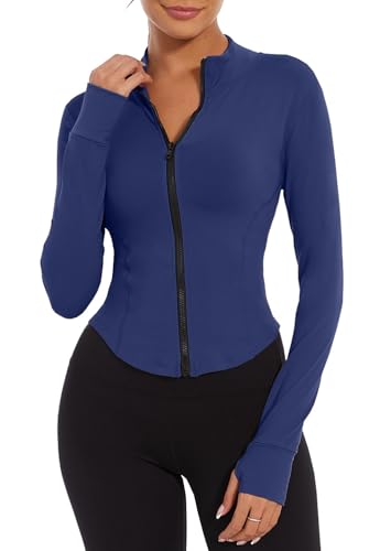 Yutdeng Laufjacke Damen Enge Sportjacke Damen Jacke Yoga Langarm Leicht Trainingsjacke Full Zip Sweatjacke Fitness Atmungsaktive Gym Top Crop Sport Running Shirt mit Reißverschluss Daumenloch Slim Fit Yutdeng Laufjacke Damen Enge Sportjacke Damen Jacke Yoga Langarm Leicht Trainingsjacke Full Zip Sweatjacke Fitness Atmungsaktive Gym Top Crop Sport Running Shirt mit Reißverschluss Daumenloch Slim Fit von Yutdeng