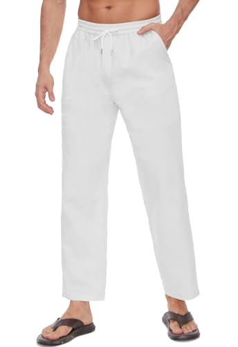 Yutdeng Leinenhose Herren Lang Freizeithose Leicht Sommerhose Elastische Taille Strandhose mit Kordelzug Taschen Männer Leinen Hose Einfarbig Jogging Hosen Loose Baumwollehosen Urlaub Strand Alltag Yutdeng Leinenhose Herren Lang Freizeithose Leicht Sommerhose Elastische Taille Strandhose mit Kordelzug Taschen Männer Leinen Hose Einfarbig Jogging Hosen Loose Baumwollehosen Urlaub Strand Alltag von Yutdeng
