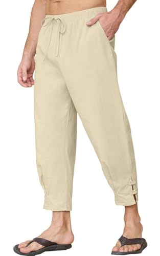 Yutdeng Leinenhose Herren Lang Sommerhose Leicht 7/8 Hose Herren Sommer Leinen Hose Baggy Hose Lockere Strandhose mit Taschen mit Kordelzug Freizeithose Dünne Leinenhosen Baumwolle,Khaki,L Yutdeng Leinenhose Herren Lang Sommerhose Leicht 7/8 Hose Herren Sommer Leinen Hose Baggy Hose Lockere Strandhose mit Taschen mit Kordelzug Freizeithose Dünne Leinenhosen Baumwolle,Khaki,L von Yutdeng