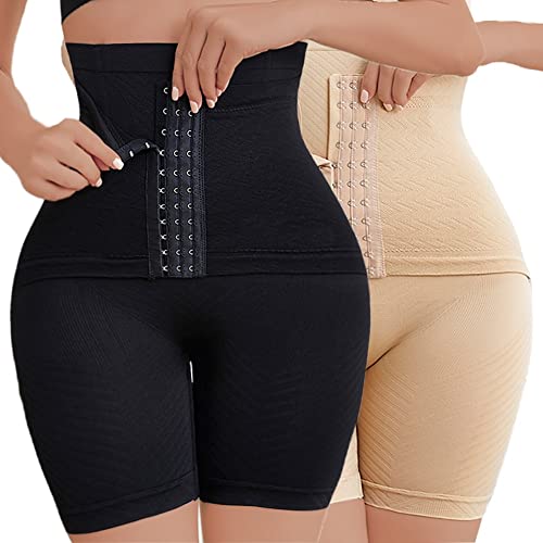 Yutdeng Miederpants Damen Formende Bodys 3 Haken Stahl Miederpants Miederhose Body Shaper Verstellbar Bauchweg Taillenmieder Push-up Shapewear Nahtlos Plus-Size,Beige + schwarz,M-L von Yutdeng