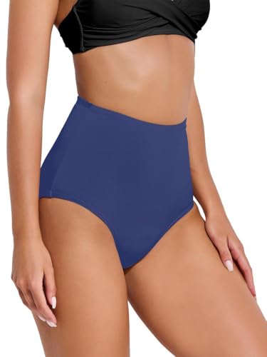 Yutdeng Perioden Bikinihose High Waist Damen Menstruation Bikini Hose Bauchweg Auslaufsicher Perioden Bikini Teenager MäDchen Damen Period Swimwear Badehose Perioden Bademode zum Schwimmen,Marine,M von Yutdeng