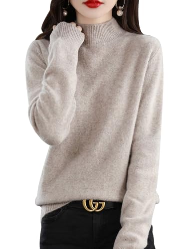 Yutdeng Pullover Damen Winter Leicht Strickpullover Damen Stehkragen Rollkragenpullover Weich Strickpulli Casual Sweater Stretch Oberteile Rollkragen Warm Strick Top Langarm Shirt Herbst Rolli Elegant von Yutdeng