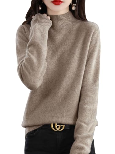 Yutdeng Pullover Damen Winter Leicht Strickpullover Damen Stehkragen Rollkragenpullover Weich Strickpulli Casual Sweater Stretch Oberteile Rollkragen Warm Strick Top Langarm Shirt Herbst Rolli Elegant von Yutdeng