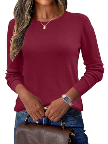 Yutdeng Pullover Damen Wolle-Blend Strickpullover Langarm Pulli Rundhals Elegant Wollpullover Weich Sweater Bequem Strickpulli Leicht Oberteile Casual Bluse Basic Shirt Warm Top Winter Herbst Frühjahr von Yutdeng